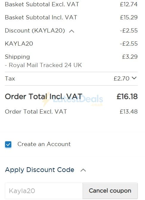 Screenshot of the BioCare discount code working