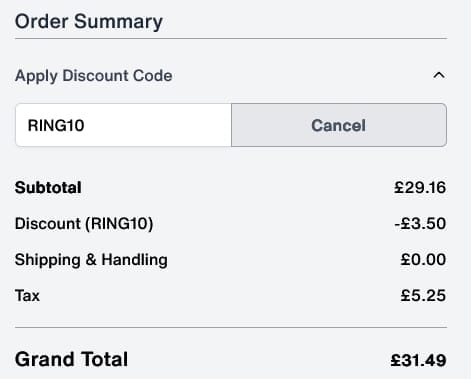 Screenshot of the Geezers Boxing discount code working