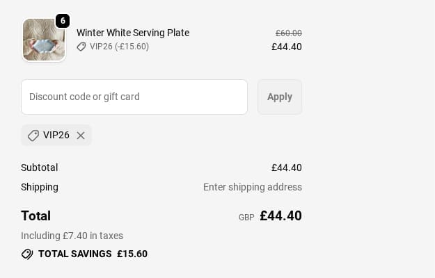 Screenshot of the Life of Riley discount code working