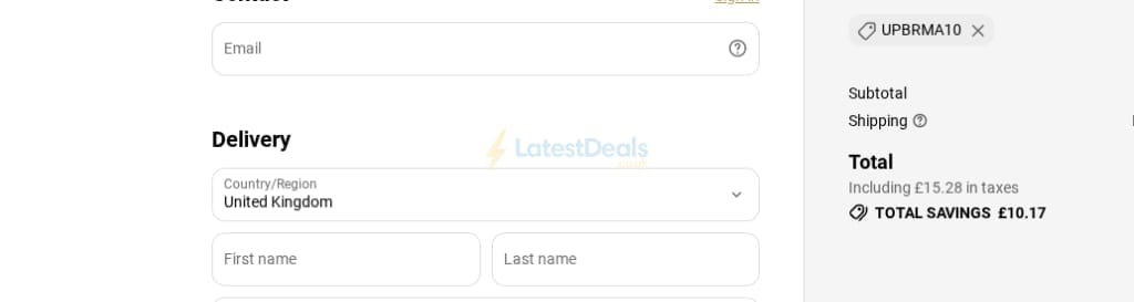 Screenshot of the U Perform discount code working
