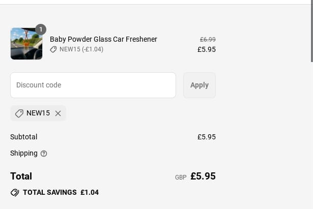 Screenshot of the Northernwaxes discount code working