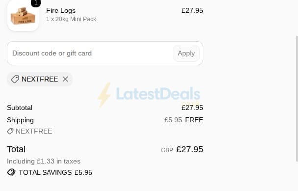 Screenshot of the Lekto Wood Fuels discount code working