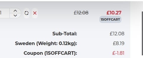 Screenshot of the Raw Powders discount code working
