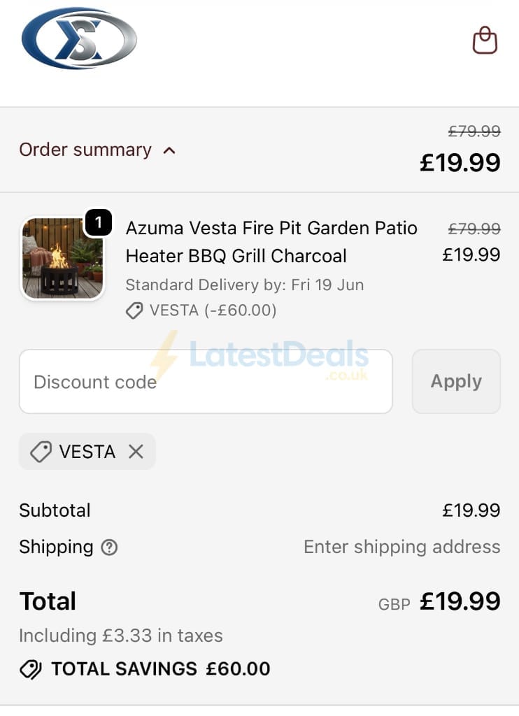 Screenshot of the XS-Stock discount code working