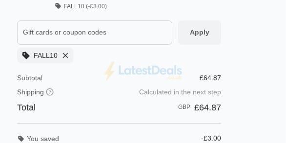 Screenshot of the Soufeel discount code working