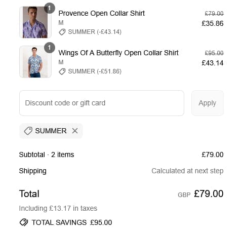 Screenshot of the Blake Mill discount code working