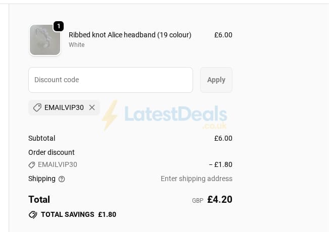 Screenshot of the the-bow-boutique.co.uk discount code working