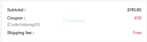 Screenshot of the Halara discount code working
