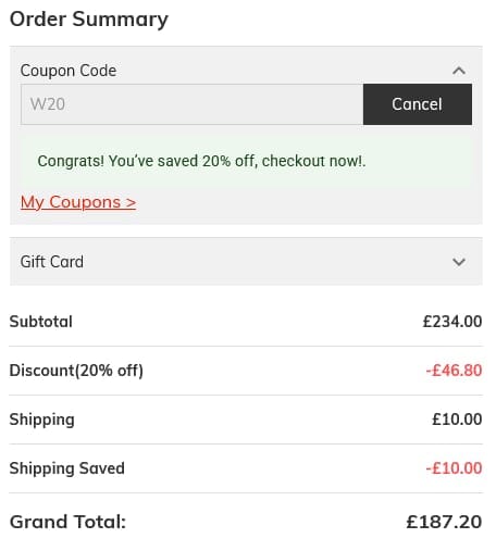 Screenshot of the Jeulia discount code working