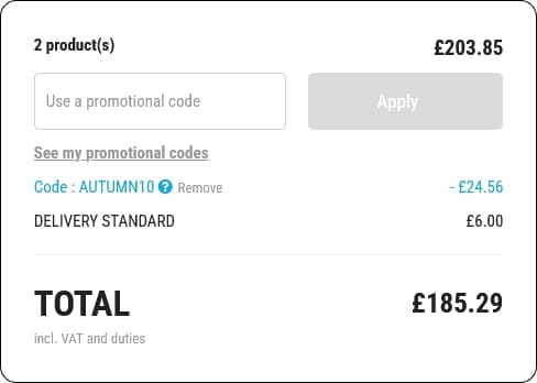 Screenshot of the Vinatis discount code working
