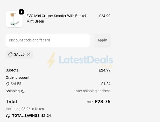Screenshot of the Wowow Toys discount code working