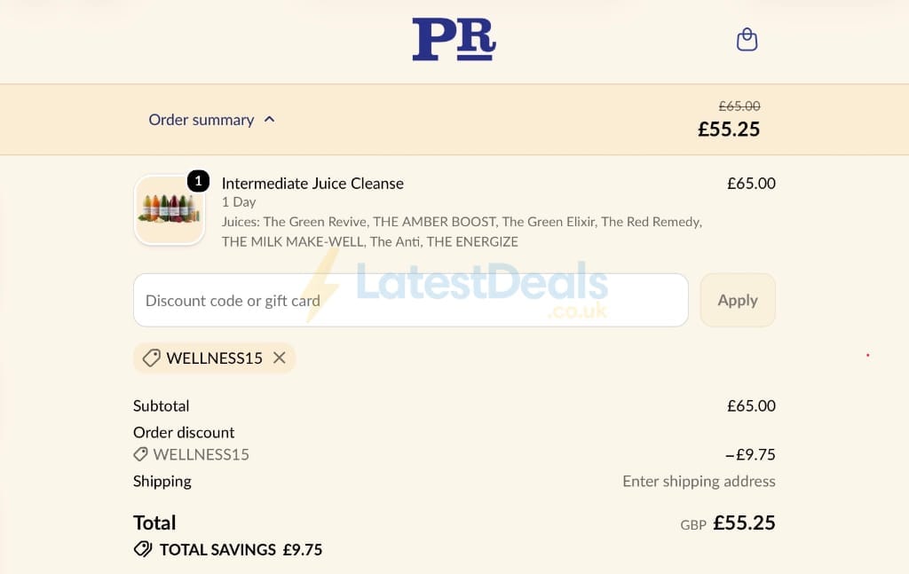 Screenshot of the Presscription discount code working