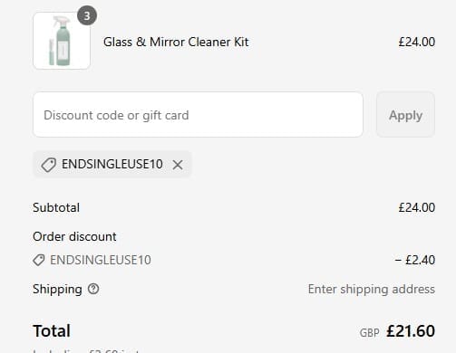 Screenshot of the Spruce discount code working