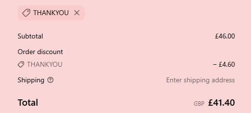 Screenshot of the Cake Or Death discount code working