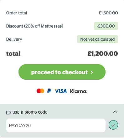Screenshot of the Silentnight discount code working