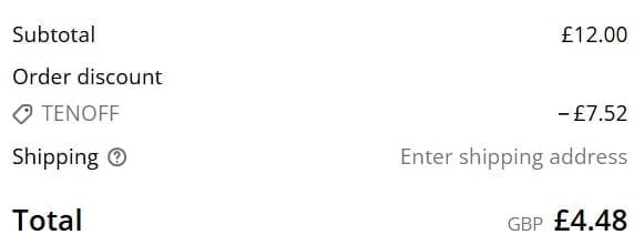 Screenshot of the Tenzo Tea discount code working