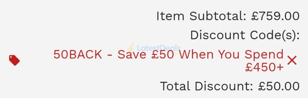 Screenshot of the Worktop Express discount code working