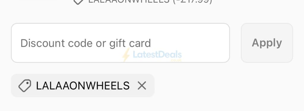 Screenshot of the Roadskin discount code working