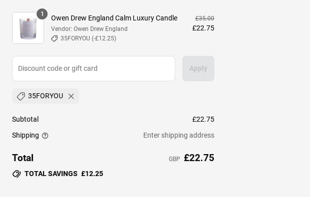 Screenshot of the L'Sauve discount code working