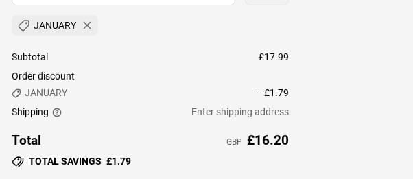 Screenshot of the SAKER discount code working
