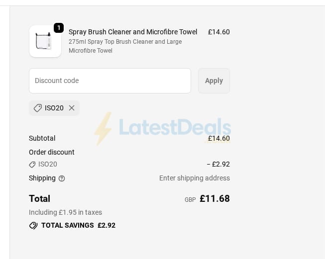 Screenshot of the ISO Clean discount code working