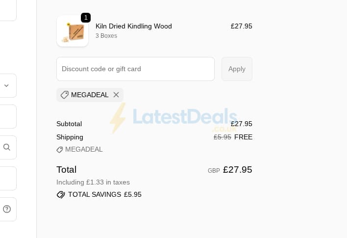 Screenshot of the Lekto Wood Fuels discount code working