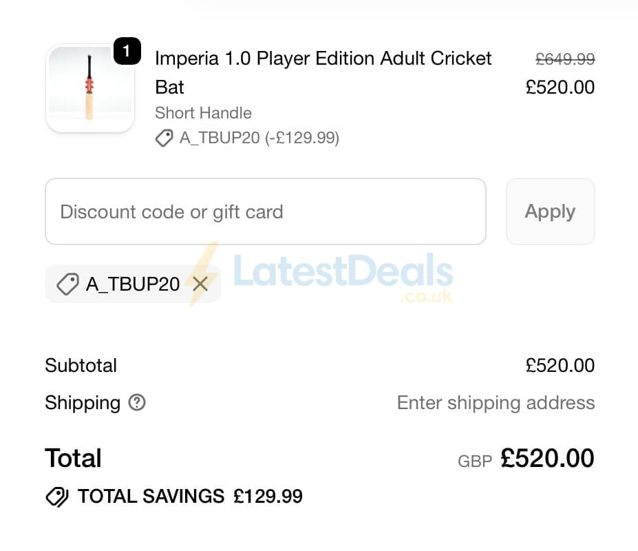 Screenshot of the Gray-Nicolls discount code working