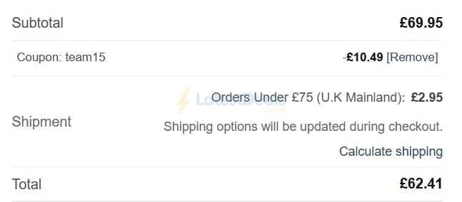 Screenshot of the Nookie discount code working
