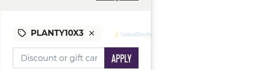 Screenshot of the Planty discount code working