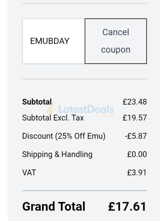 Screenshot of the WoolBox discount code working