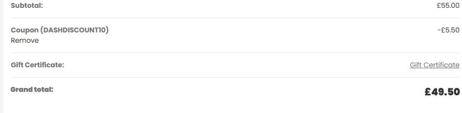 Screenshot of the Nextbase discount code working