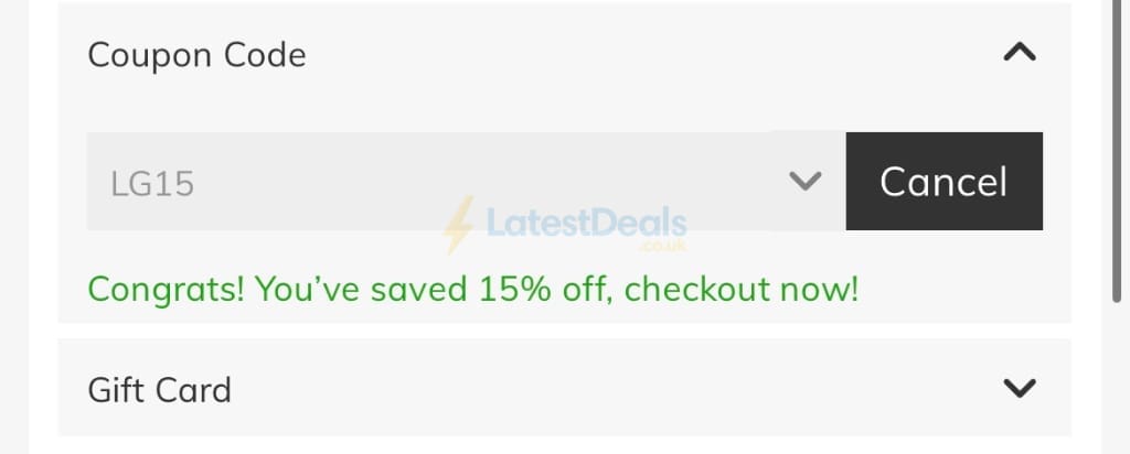Screenshot of the Jeulia discount code working