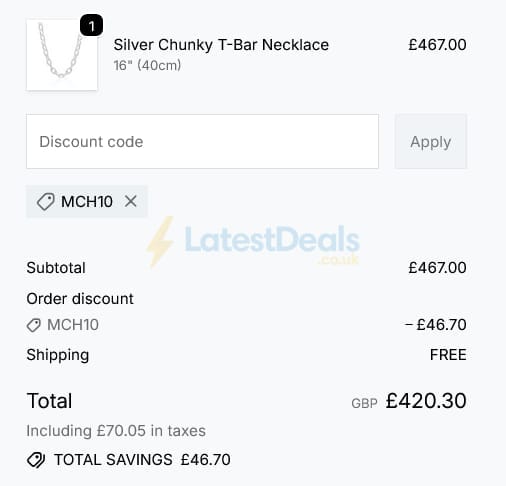 Screenshot of the Hersey discount code working