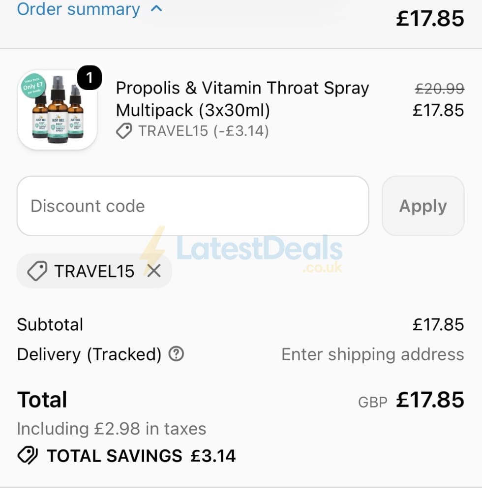 Screenshot of the Just Bee Honey discount code working
