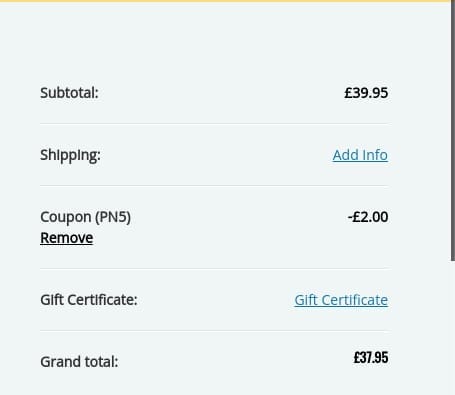 Screenshot of the Skinlight discount code working