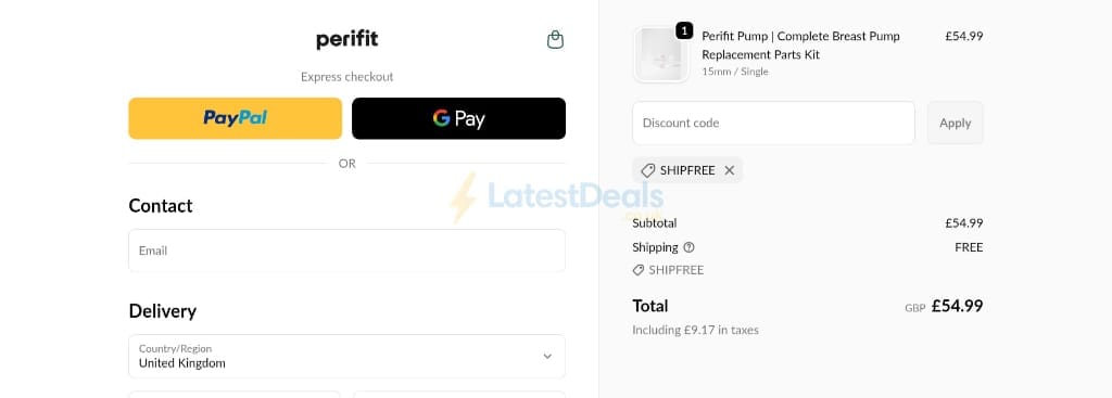 Screenshot of the Perifit discount code working