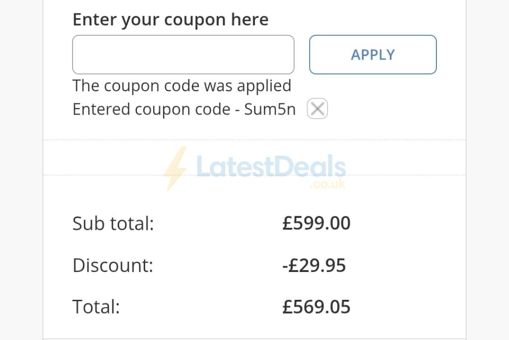 Screenshot of the Tech Trade discount code working
