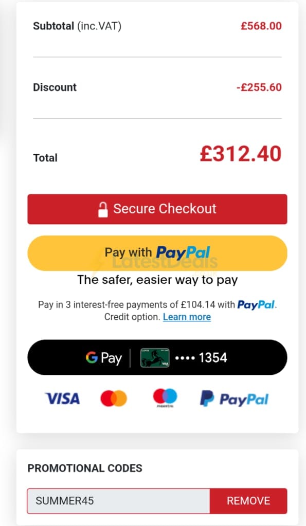 Screenshot of the Garden Buildings Direct discount code working