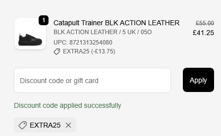 Screenshot of the Steve Madden discount code working