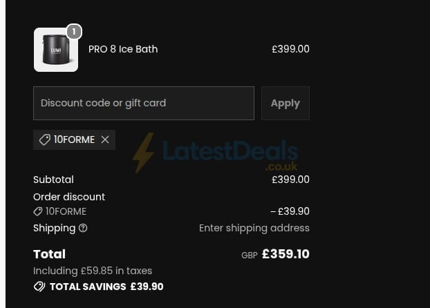 Screenshot of the Lumi Therapy discount code working
