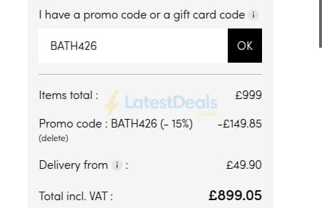Screenshot of the Tikamoon discount code working