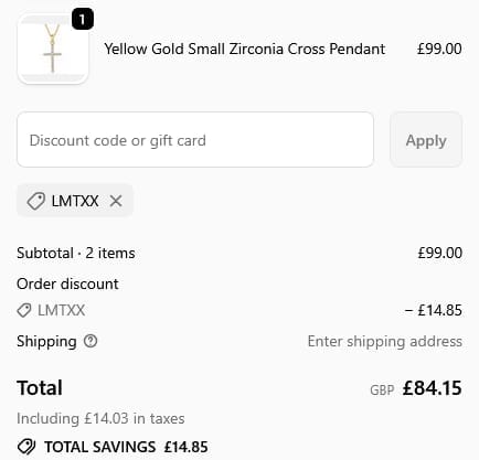 Screenshot of the Jools by Jenny Brown discount code working