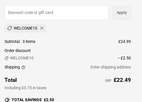 Screenshot of the Stamptastic discount code working