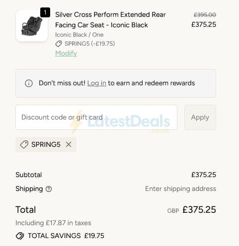 Screenshot of the Natural Baby Shower discount code working