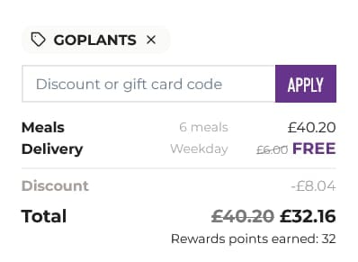 Screenshot of the Planty discount code working