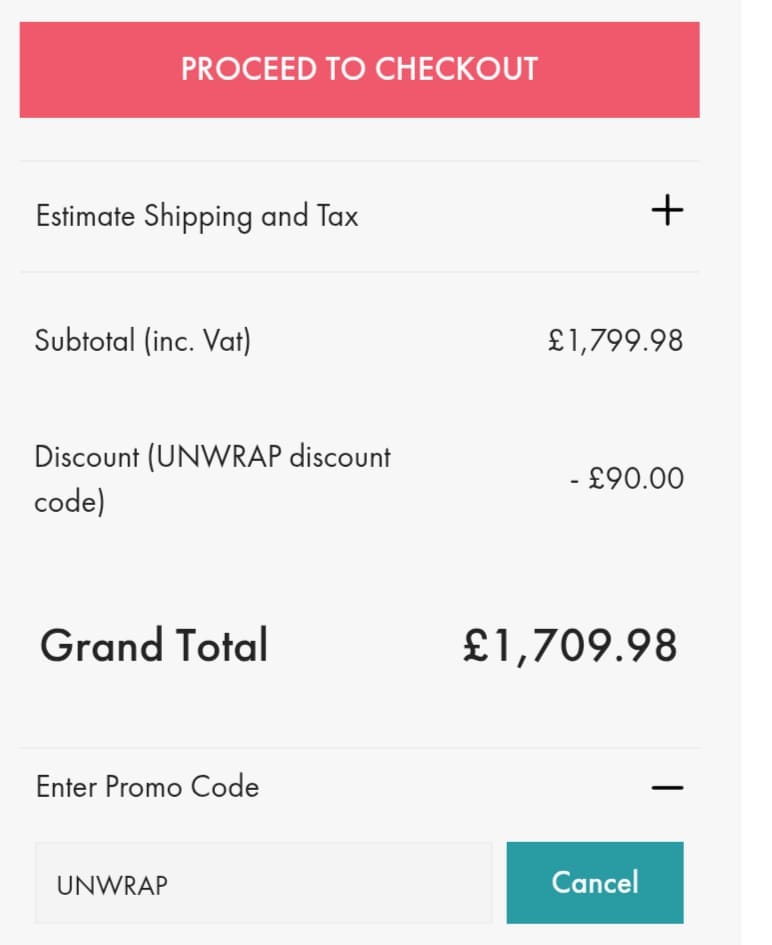 Screenshot of the TOP Furniture discount code working