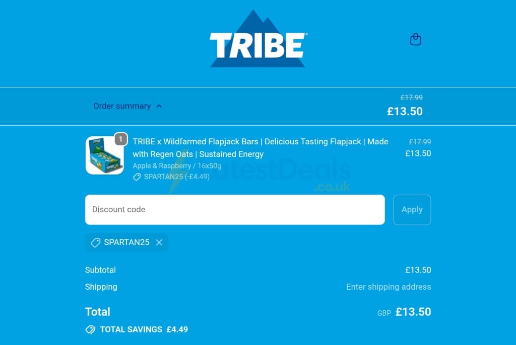 Screenshot of the Wearetribe discount code working