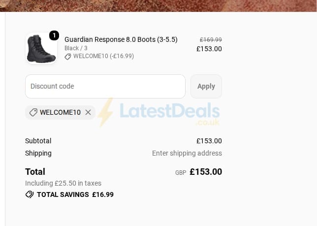 Screenshot of the Magnum Boots discount code working