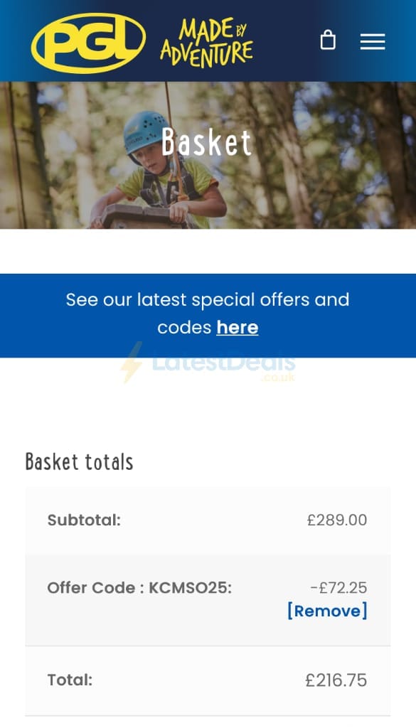 Screenshot of the PGL discount code working