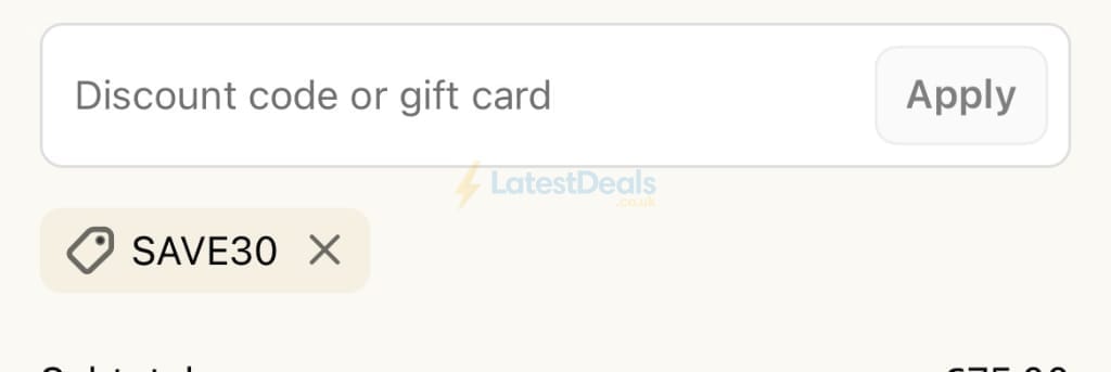 Screenshot of the Nuzest discount code working